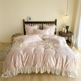 Rosalie Embroidered Cotton Ruffle Bedding Set - Pink Blush